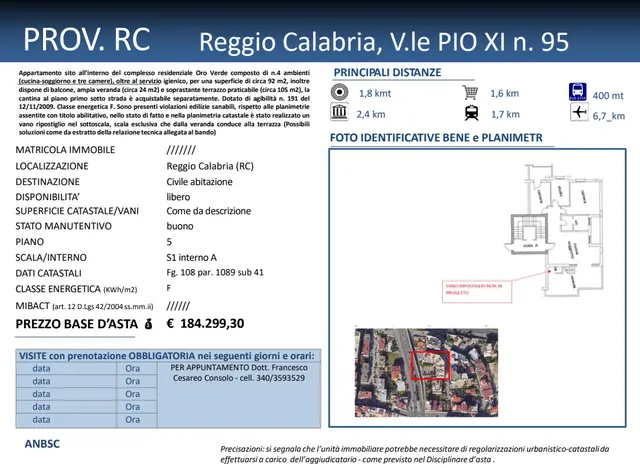 VIALE PIO XI n. 95, Reggio di Calabria, (Reggio di Calabria)