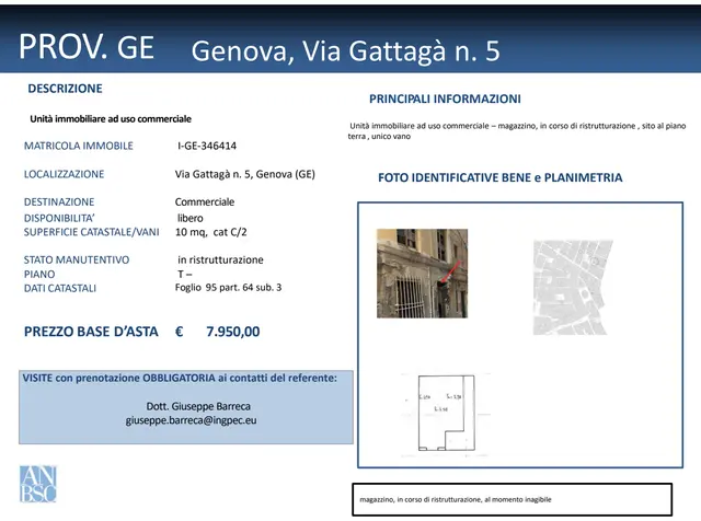 VIA GATTAGA' 5, Genova, (Genova)